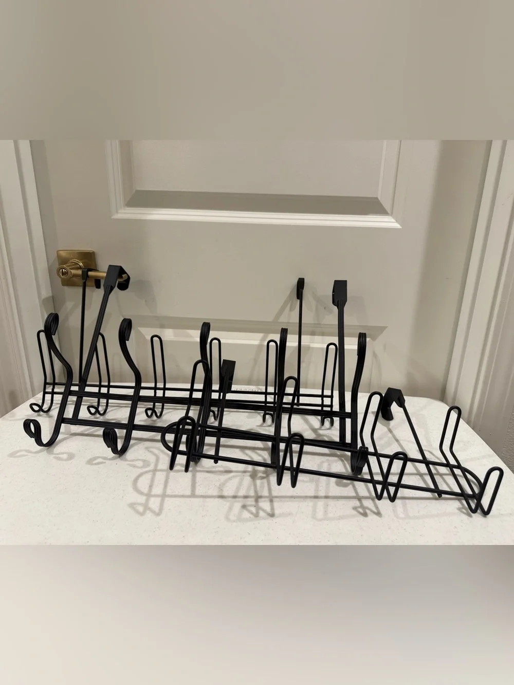 Black Metal Over-the-Door Hook Rack Trio ~ Sleek Over the Door Organizer